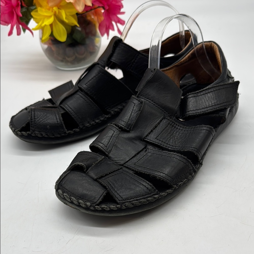 PIKOLINOS Black Leather Men's Fisherman Sandals EU Size 45 BSN9142